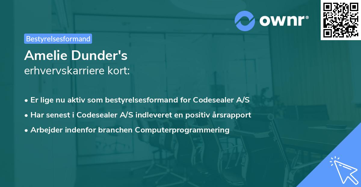 Amelie Dunder's erhvervskarriere kort
