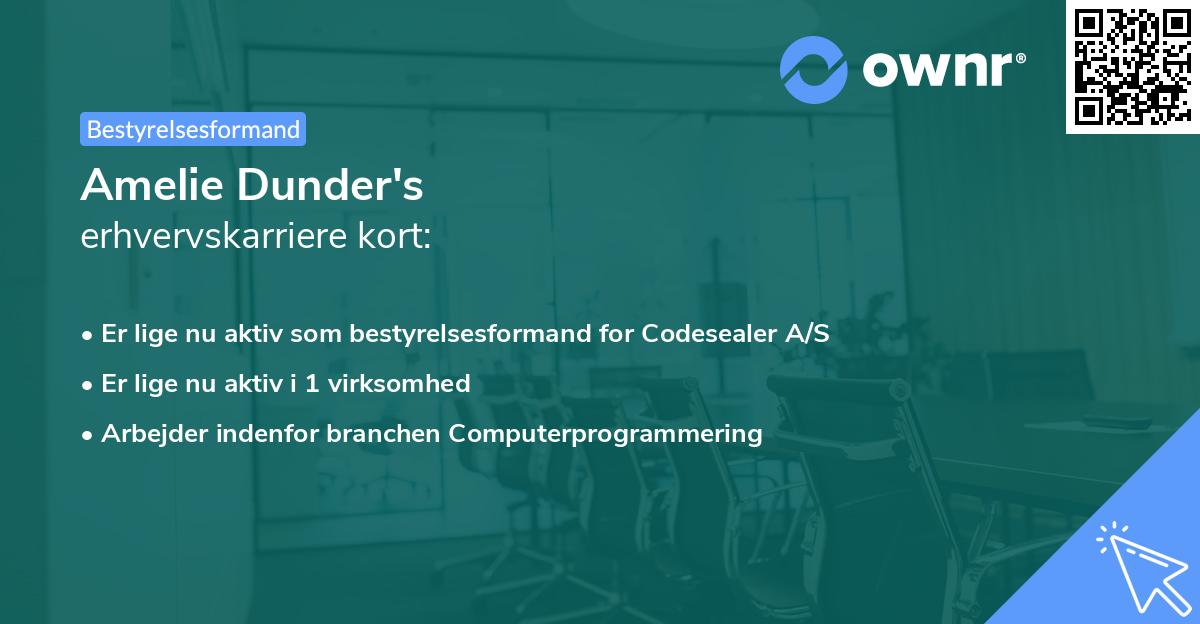 Amelie Dunder's erhvervskarriere kort