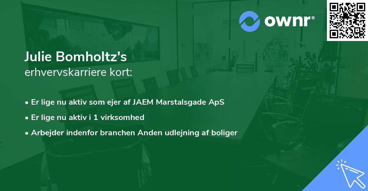 Julie Bomholtz's erhvervskarriere kort