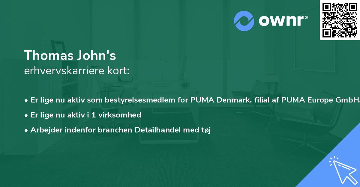 Thomas John's erhvervskarriere kort
