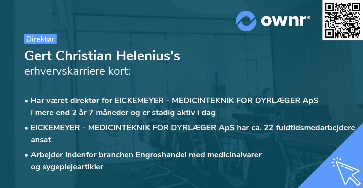 Gert Christian Helenius's erhvervskarriere kort