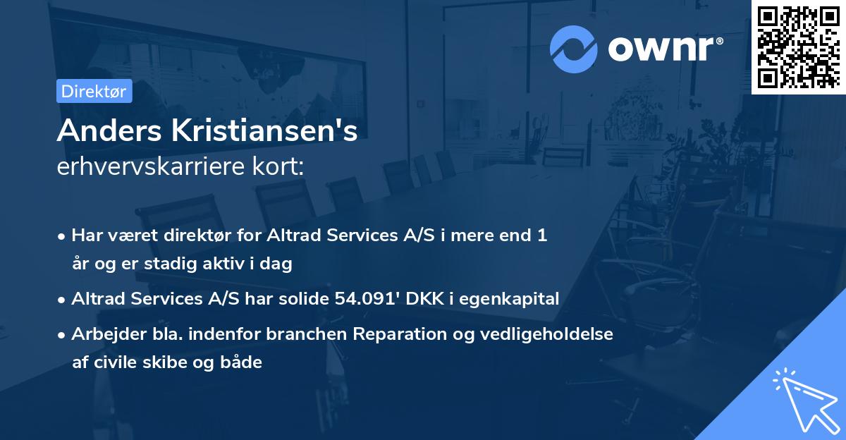 Anders Kristiansen's erhvervskarriere kort