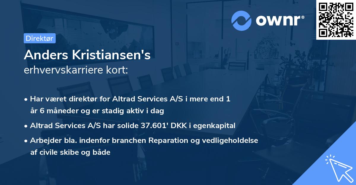 Anders Kristiansen's erhvervskarriere kort
