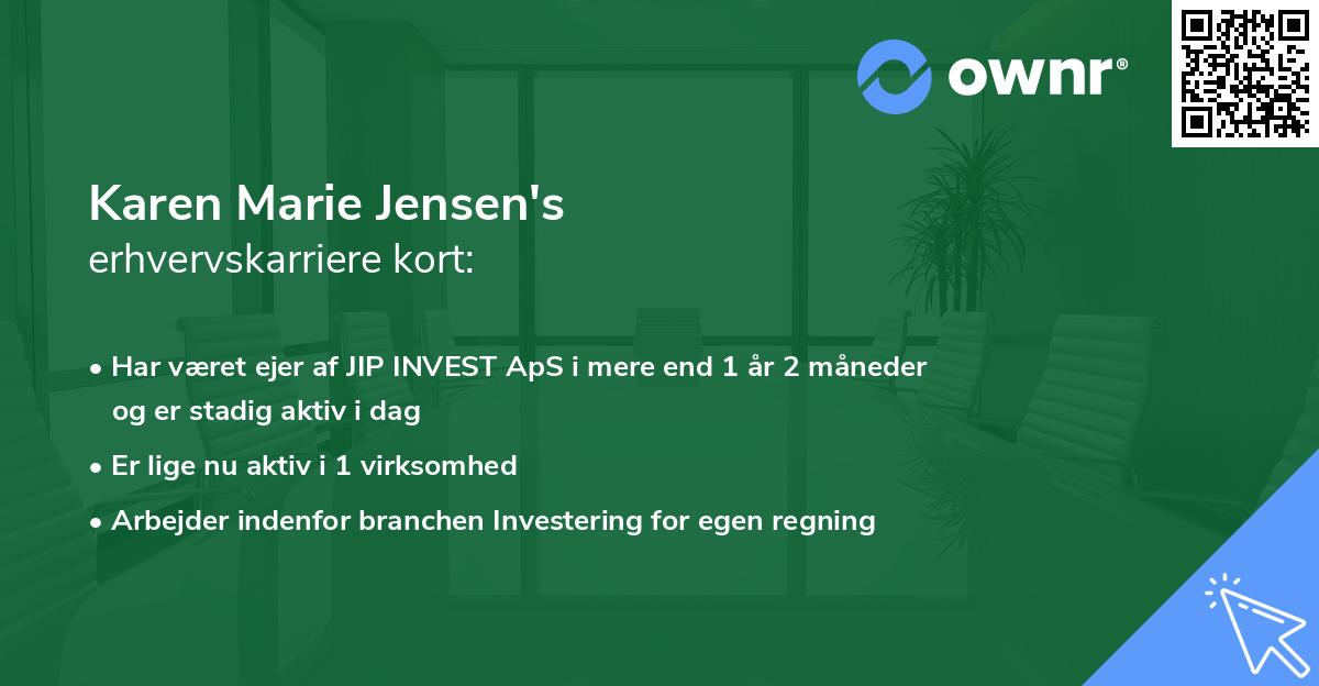 Karen Marie Jensen's erhvervskarriere kort