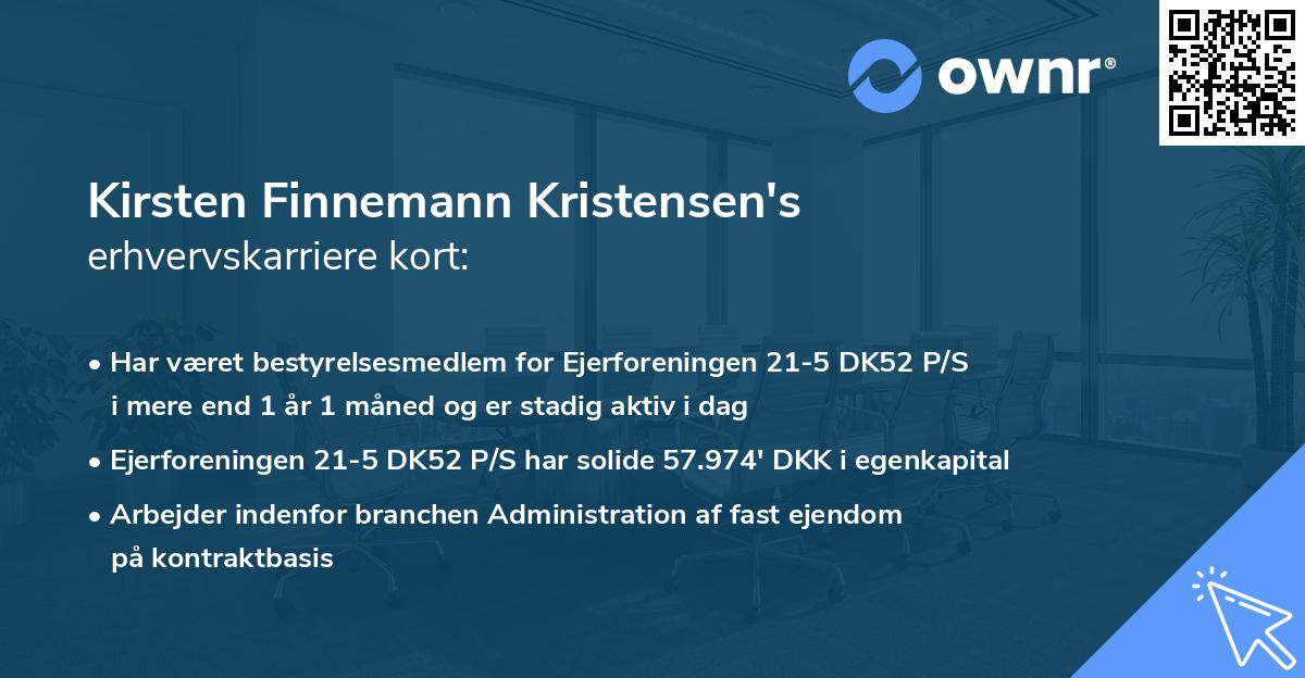 Kirsten Finnemann Kristensen's erhvervskarriere kort