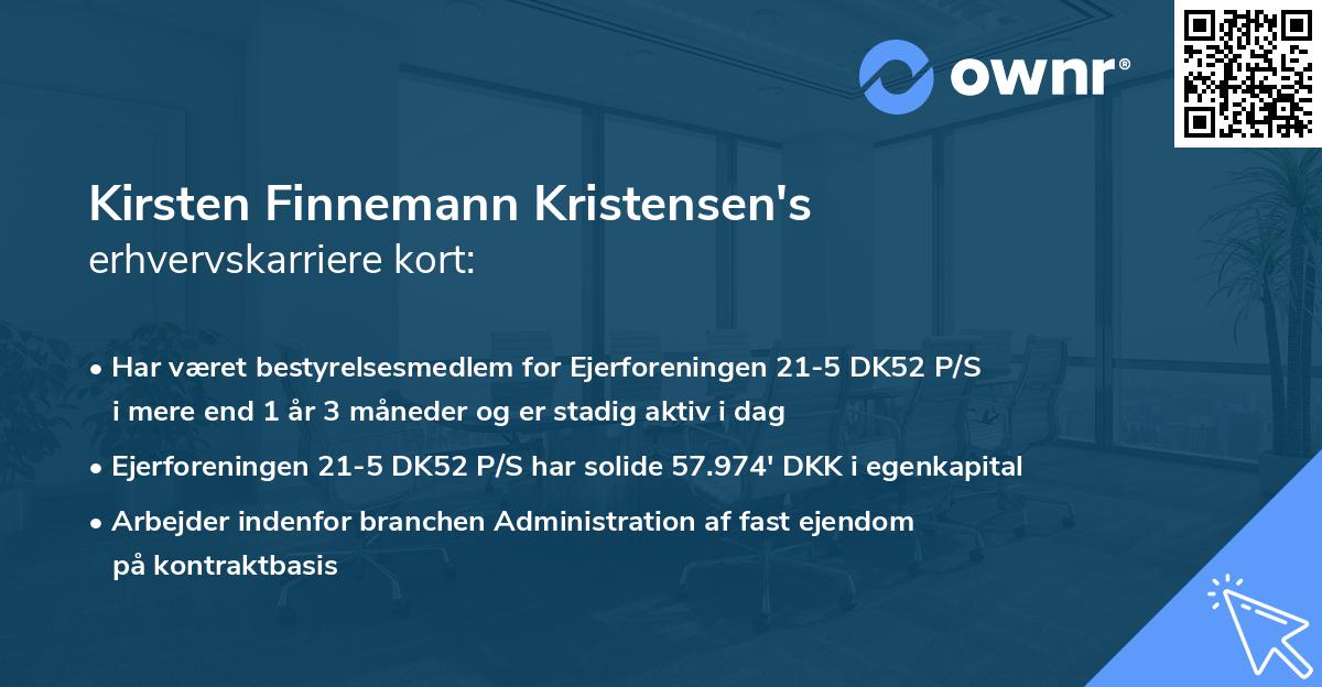 Kirsten Finnemann Kristensen's erhvervskarriere kort