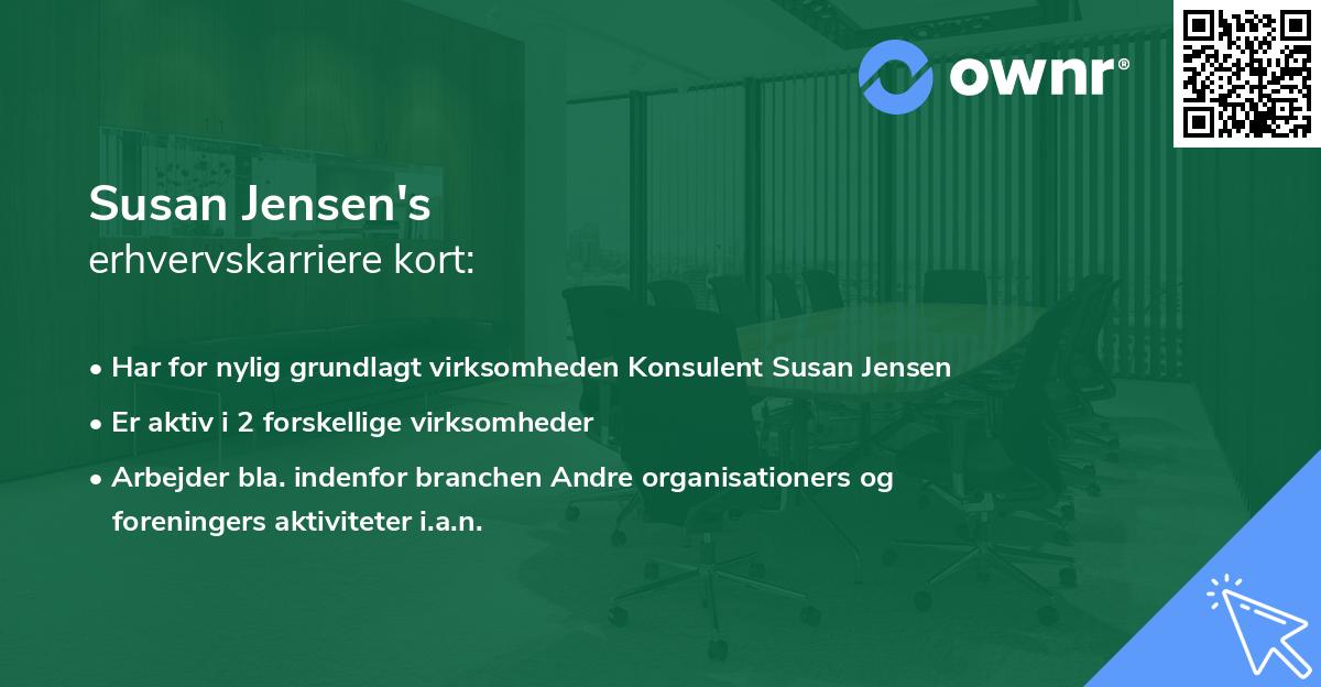 Susan Jensen's erhvervskarriere kort