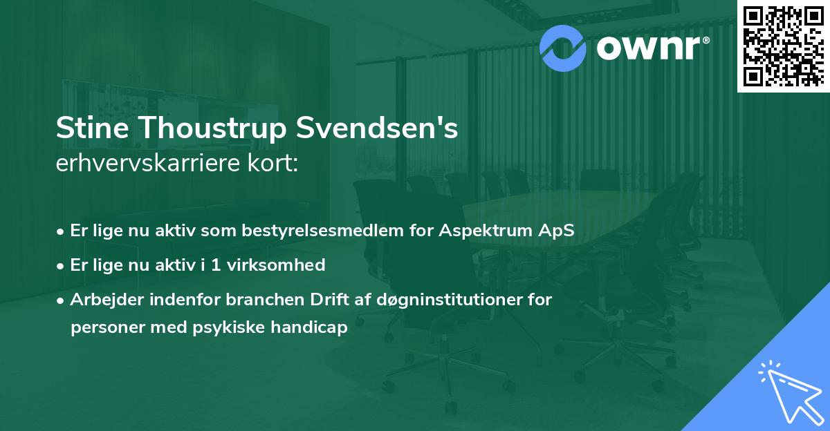 Stine Thoustrup Svendsen's erhvervskarriere kort