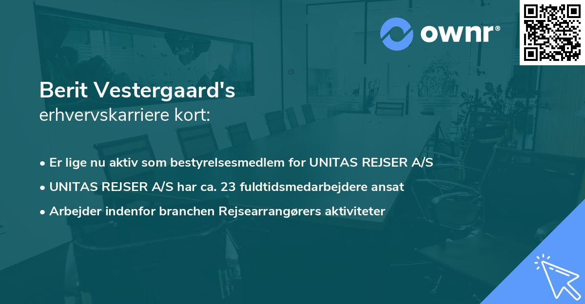 Berit Vestergaard's erhvervskarriere kort