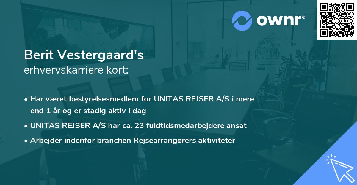 Berit Vestergaard's erhvervskarriere kort