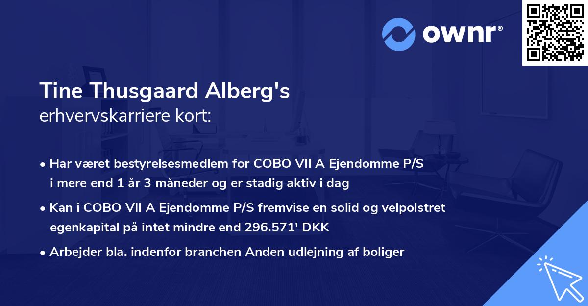 Tine Thusgaard Alberg's erhvervskarriere kort