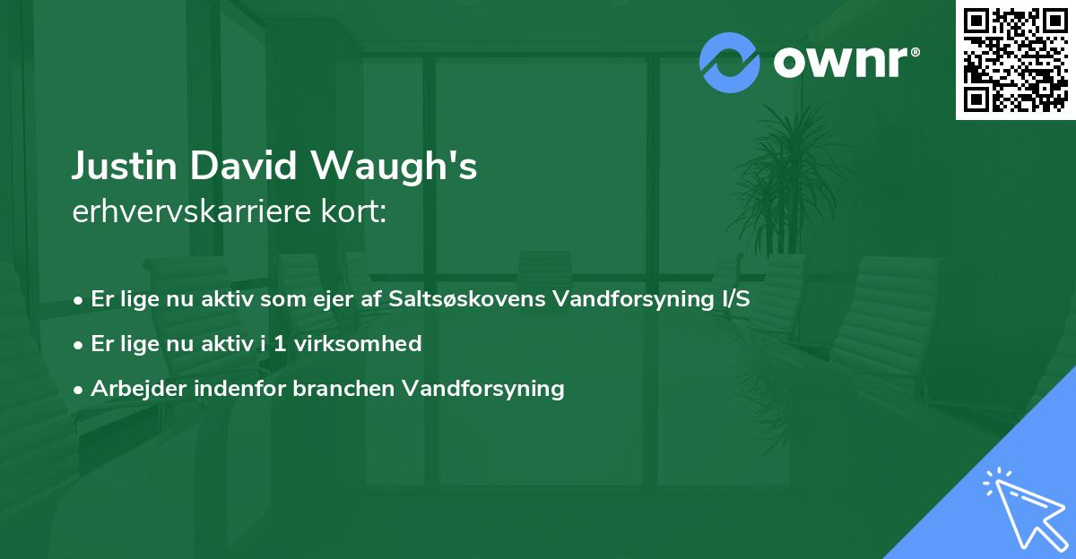 Justin David Waugh's erhvervskarriere kort