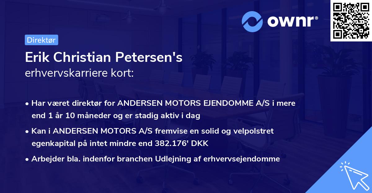 Erik Christian Petersen's erhvervskarriere kort