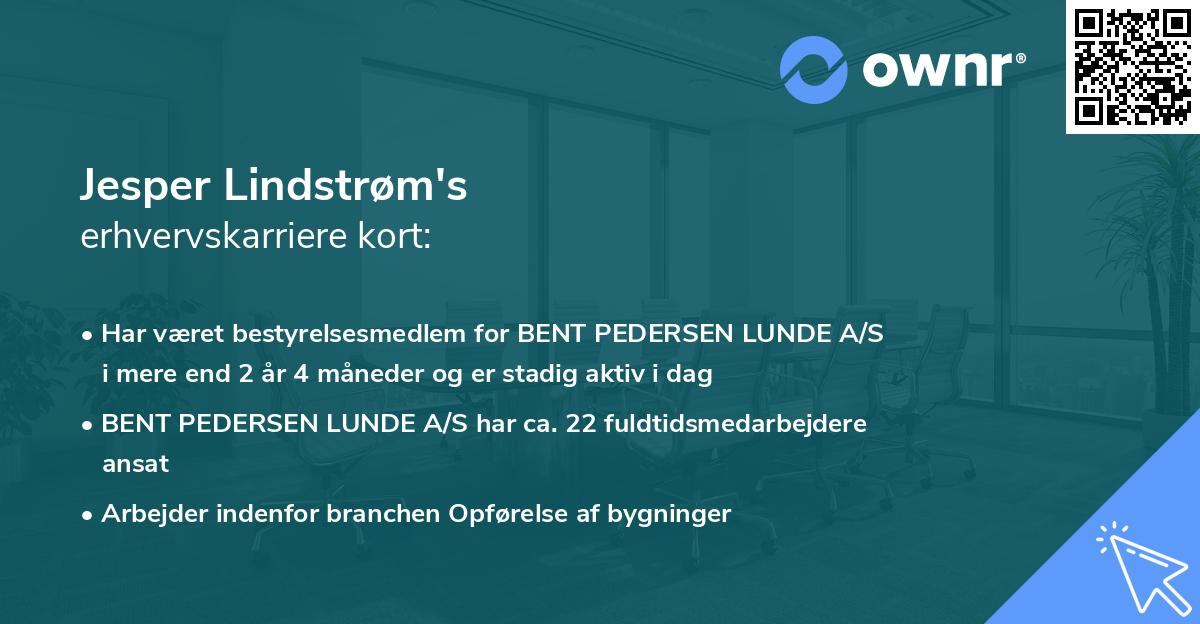 Jesper Lindstrøm's erhvervskarriere kort
