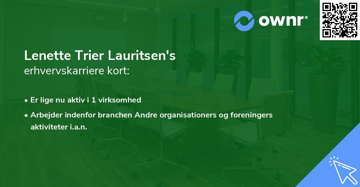 Lenette Trier Lauritsen's erhvervskarriere kort