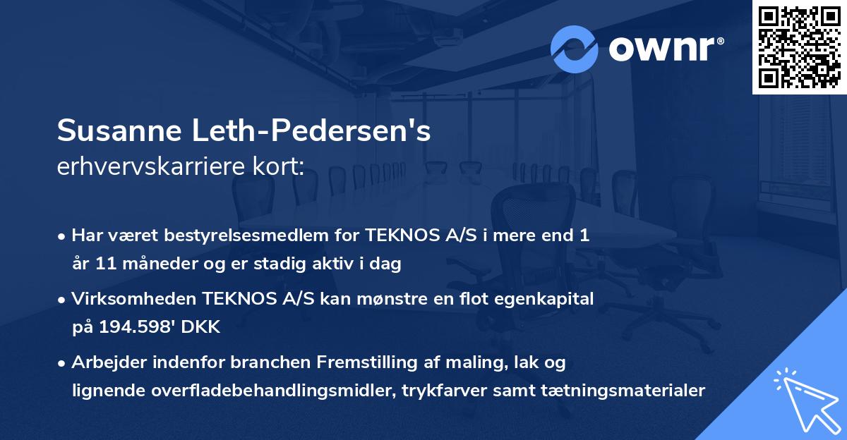 Susanne Leth-Pedersen's erhvervskarriere kort