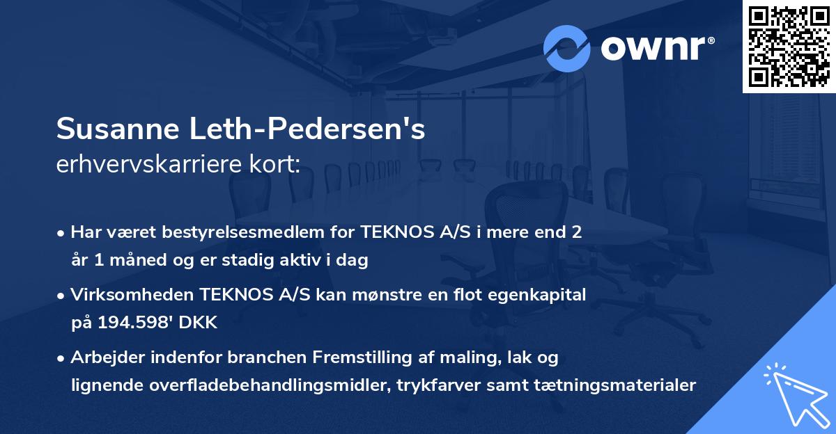 Susanne Leth-Pedersen's erhvervskarriere kort