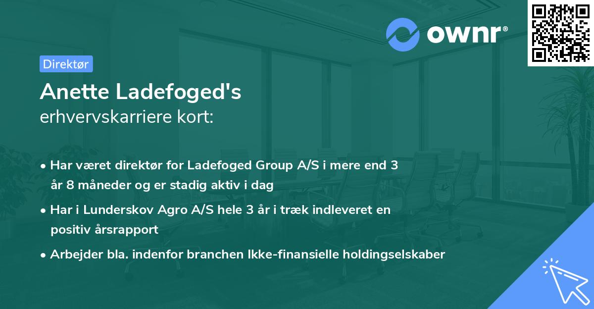 Anette Ladefoged's erhvervskarriere kort