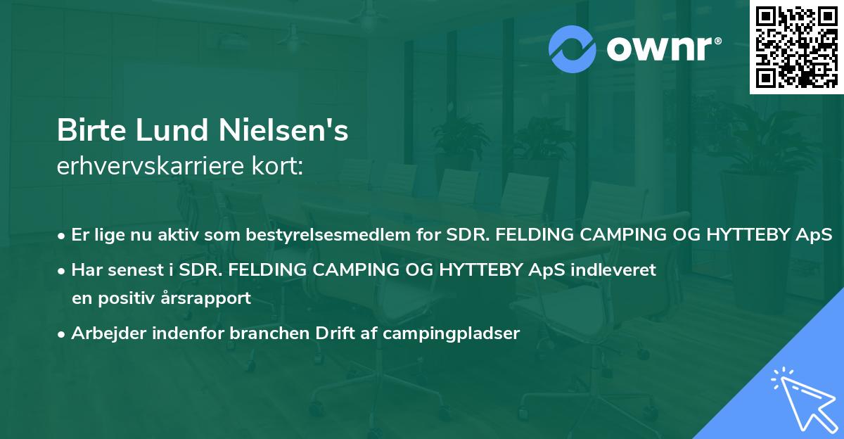 Birte Lund Nielsen's erhvervskarriere kort