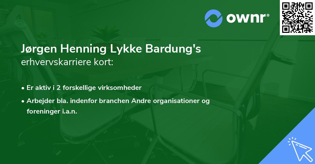 Jørgen Henning Lykke Bardung's erhvervskarriere kort