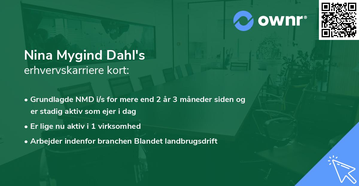 Nina Mygind Dahl's erhvervskarriere kort