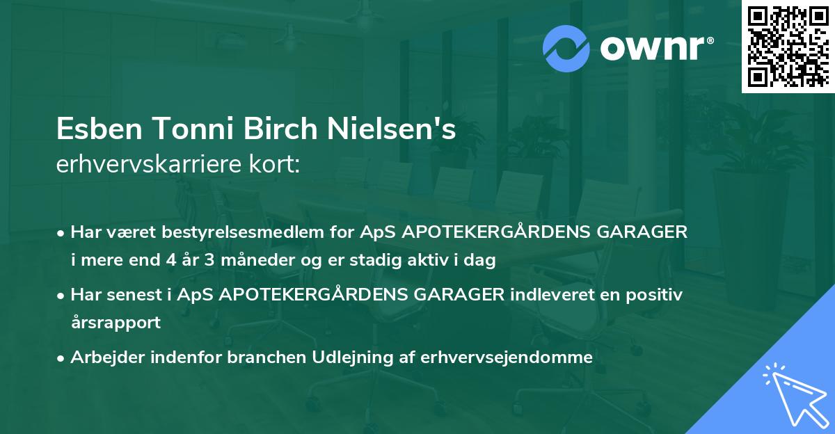 Esben Tonni Birch Nielsen's erhvervskarriere kort