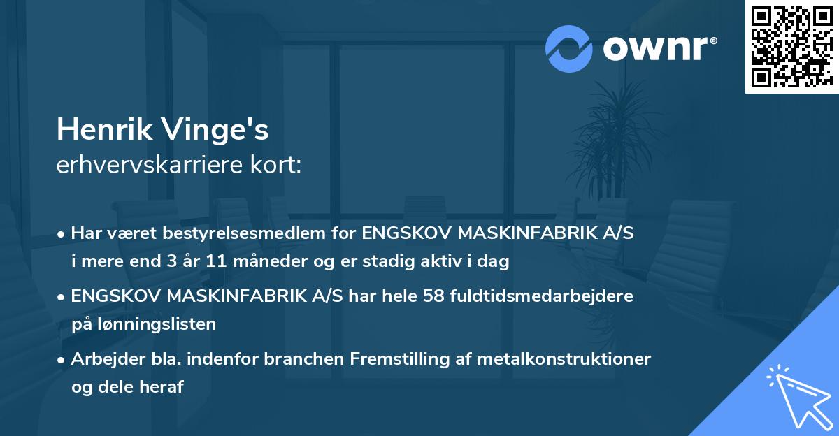 Henrik Vinge's erhvervskarriere kort