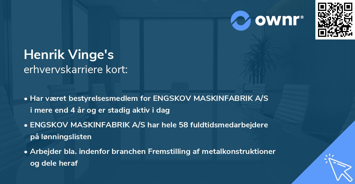 Henrik Vinge's erhvervskarriere kort
