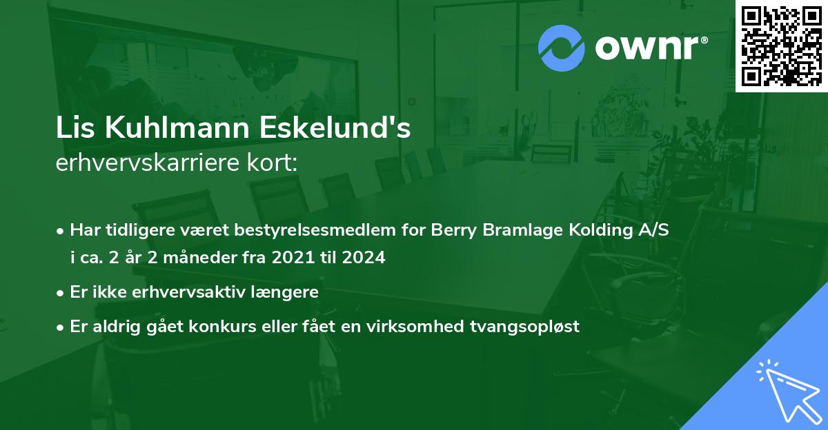 Lis Kuhlmann Eskelund's erhvervskarriere kort