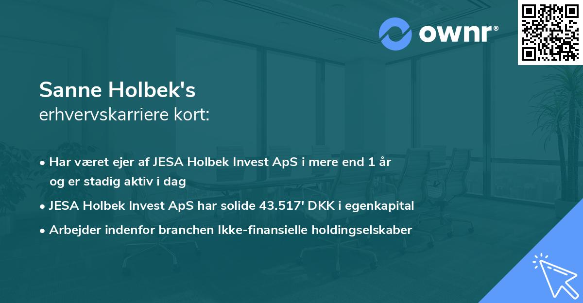 Sanne Holbek's erhvervskarriere kort