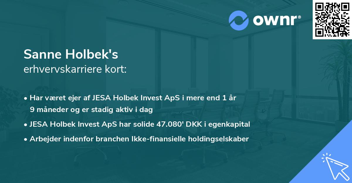 Sanne Holbek's erhvervskarriere kort