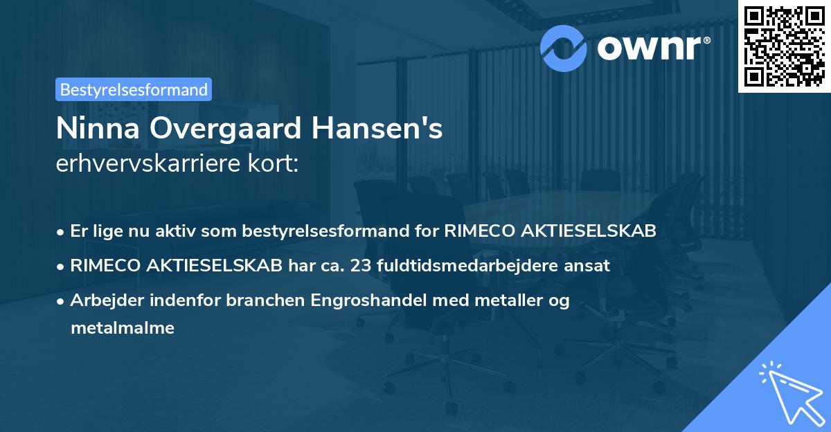 Ninna Overgaard Hansen's erhvervskarriere kort