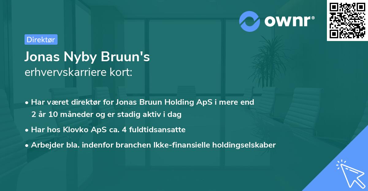 Jonas Nyby Bruun's erhvervskarriere kort