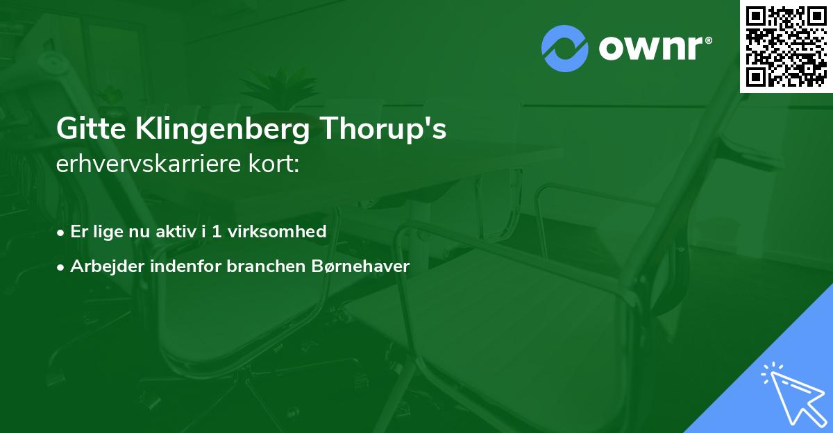 Gitte Klingenberg Thorup's erhvervskarriere kort