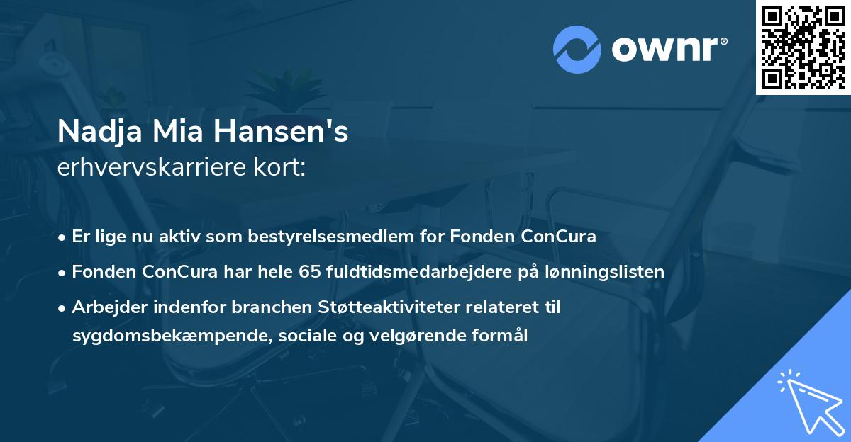 Nadja Mia Hansen's erhvervskarriere kort