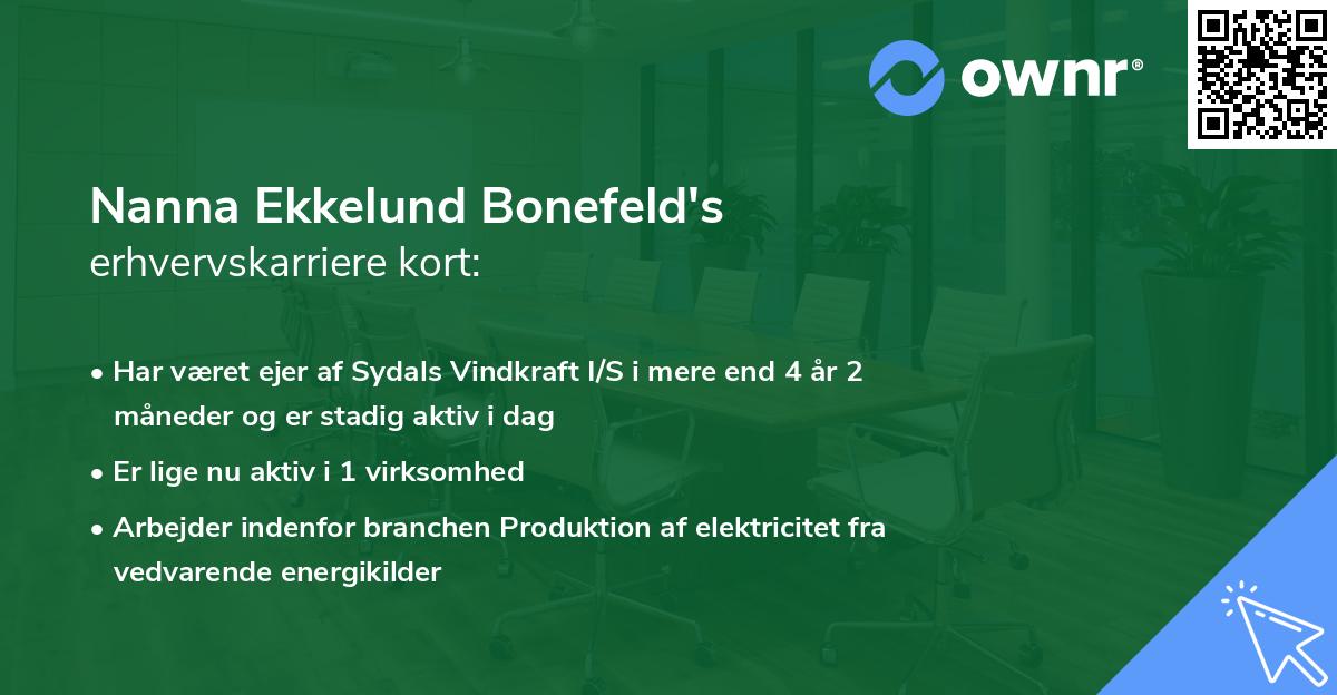 Nanna Ekkelund Bonefeld's erhvervskarriere kort