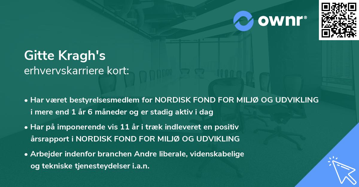 Gitte Kragh's erhvervskarriere kort