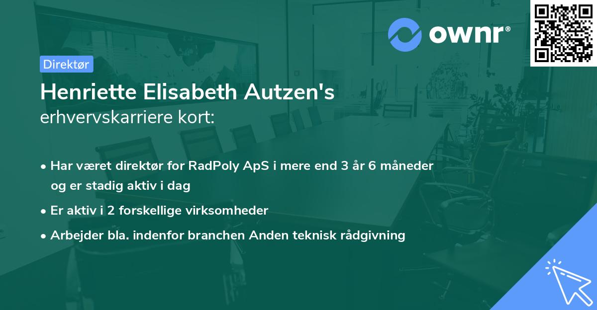 Henriette Elisabeth Autzen's erhvervskarriere kort