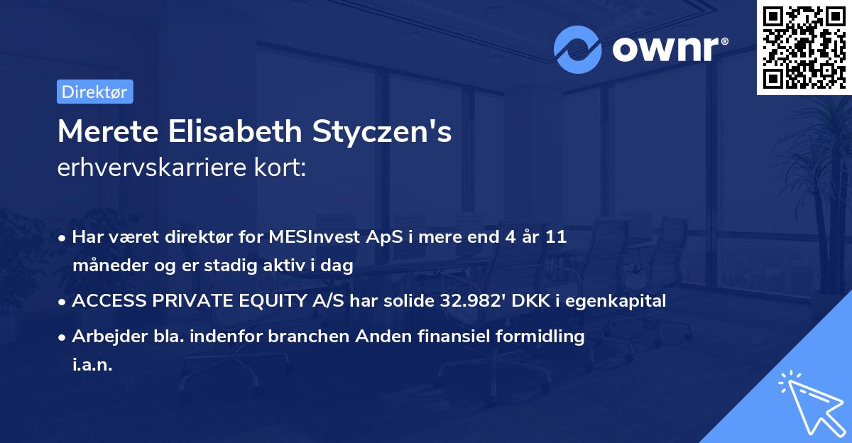 Merete Elisabeth Styczen's erhvervskarriere kort
