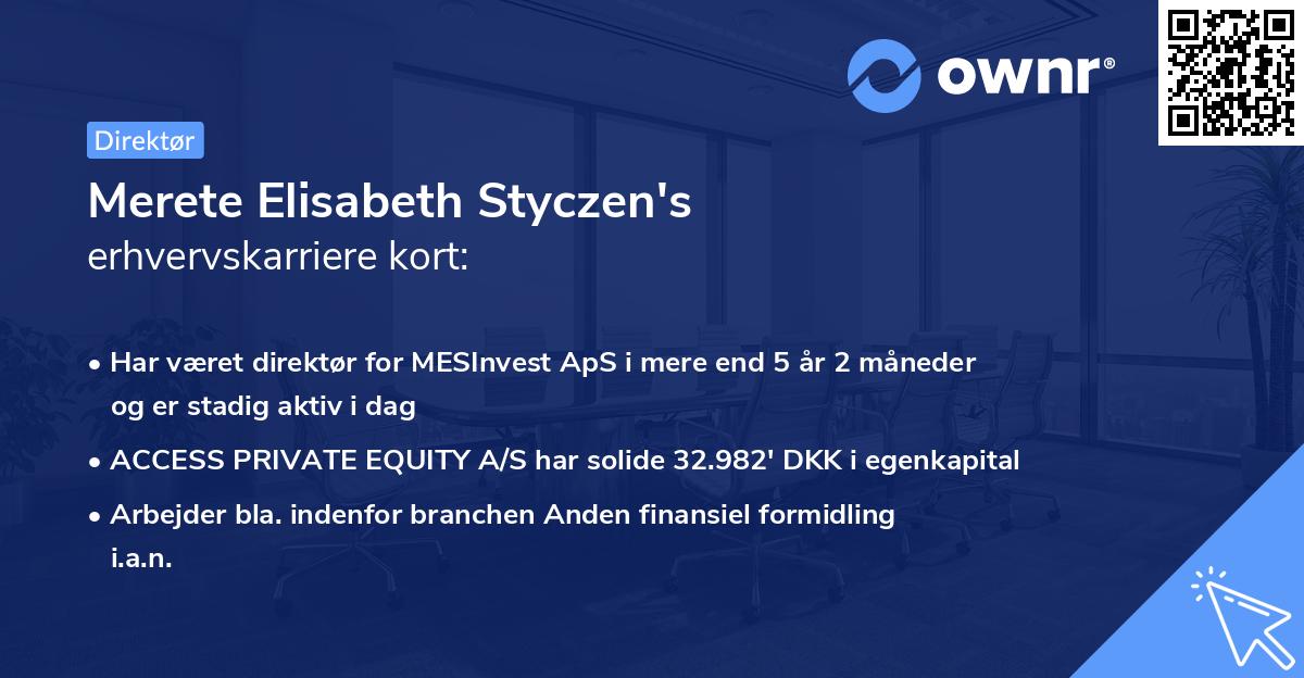 Merete Elisabeth Styczen's erhvervskarriere kort