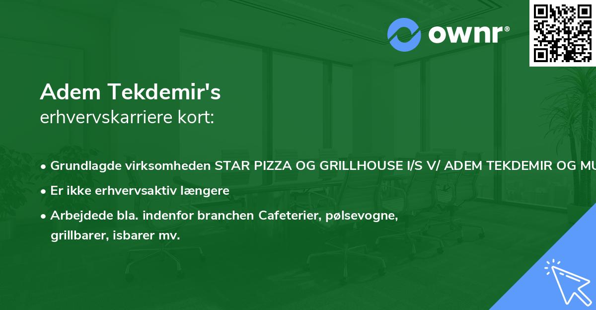 Adem Tekdemir's erhvervskarriere kort