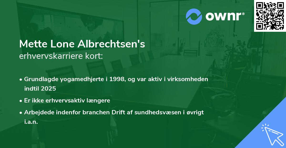 Mette Lone Albrechtsen's erhvervskarriere kort