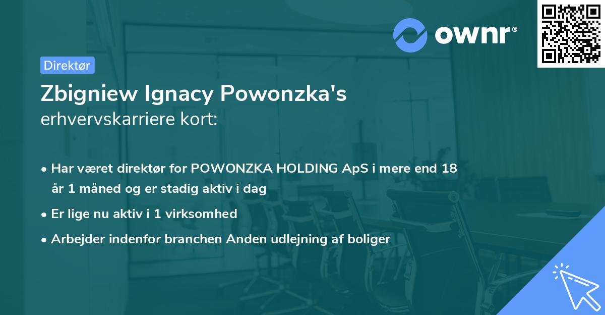 Zbigniew Ignacy Powonzka's erhvervskarriere kort