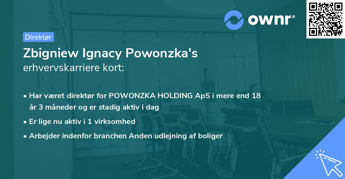 Zbigniew Ignacy Powonzka's erhvervskarriere kort