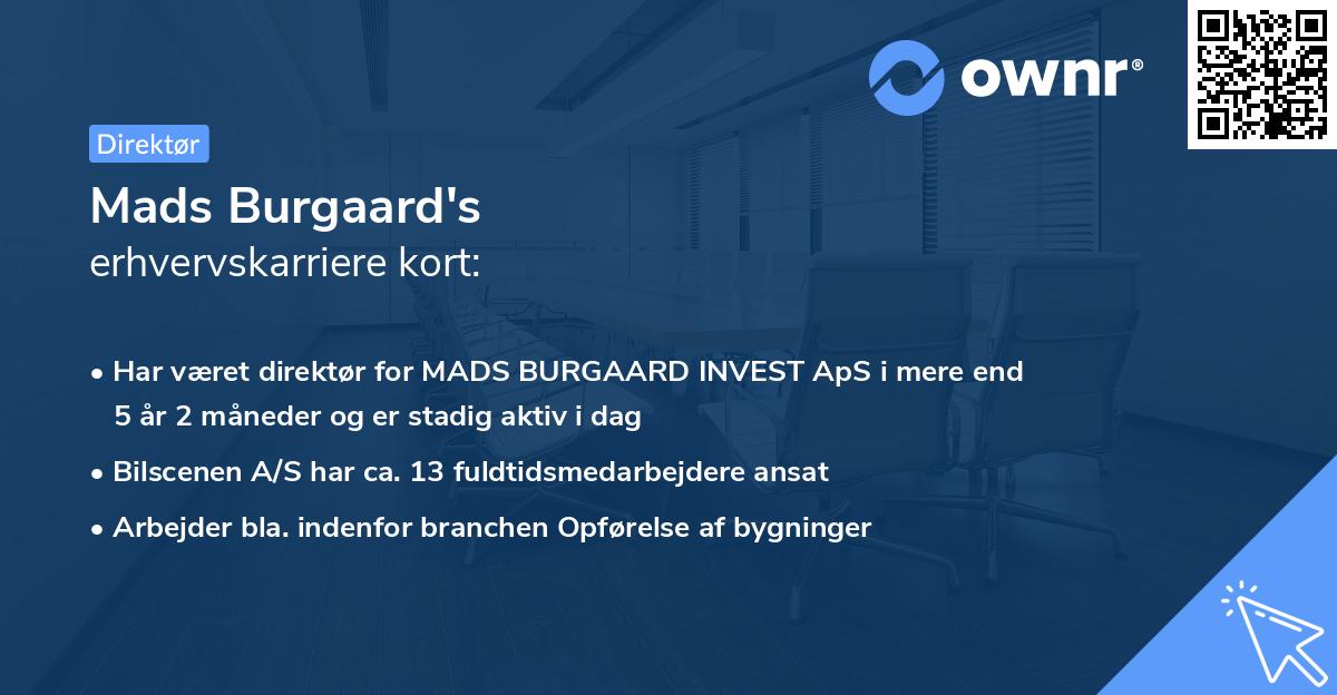 Mads Burgaard's erhvervskarriere kort