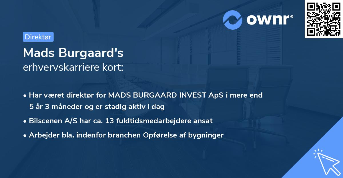 Mads Burgaard's erhvervskarriere kort