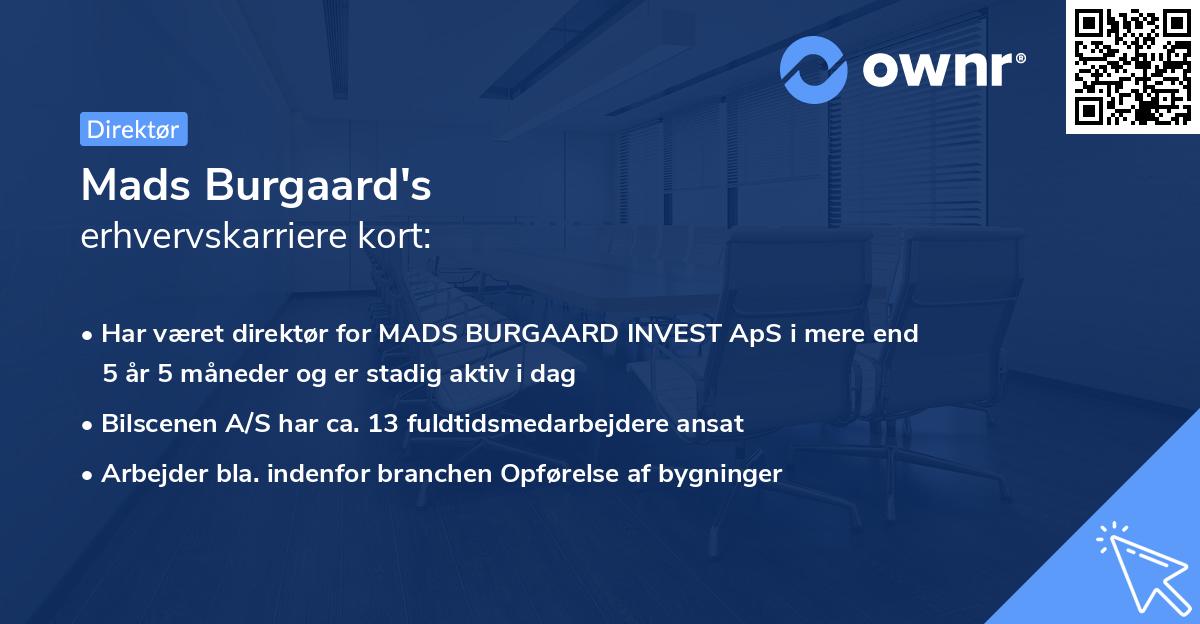 Mads Burgaard's erhvervskarriere kort