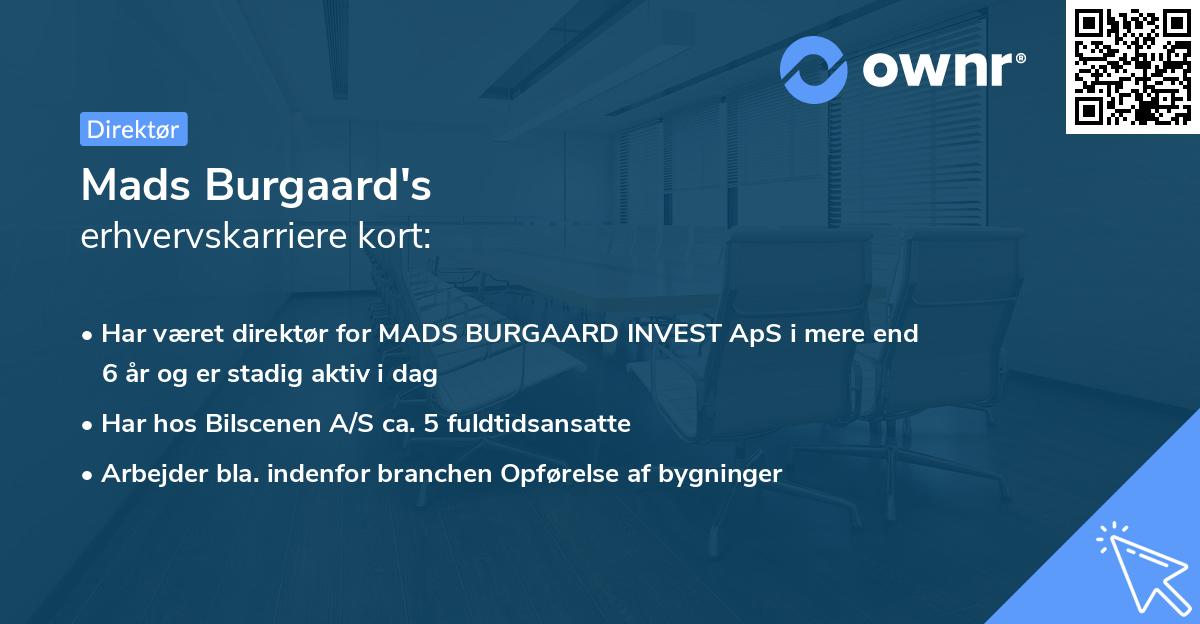 Mads Burgaard's erhvervskarriere kort