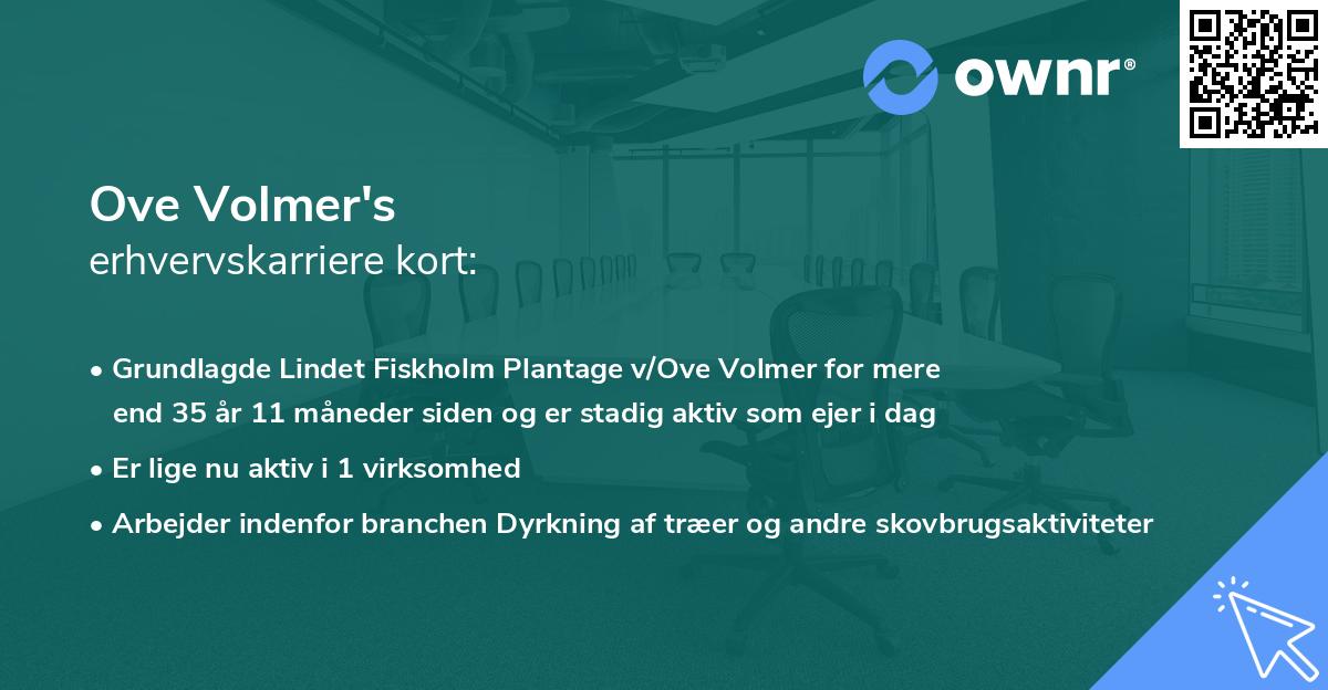 Ove Volmer's erhvervskarriere kort