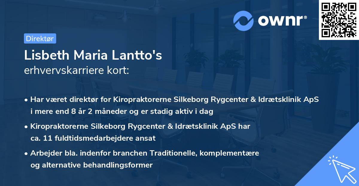 Lisbeth Maria Lantto's erhvervskarriere kort